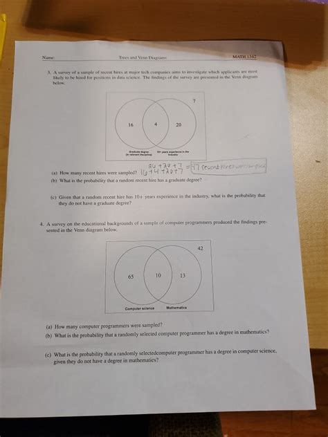 Diagram Lesson Probabilities And Venn Diagrams Answers Mydiagram