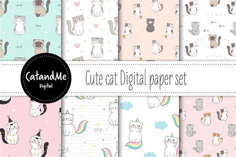 Digital Paper Cute Cats Graphic By Catandme · Creative Fabrica