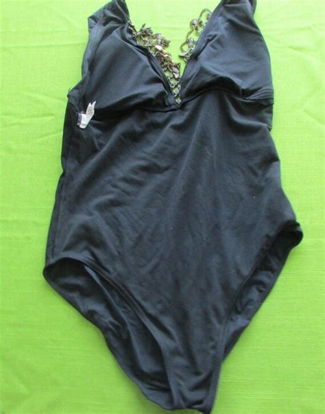 Rare Calvin Klein Black One Piece Swimsuit With Deep … Gem