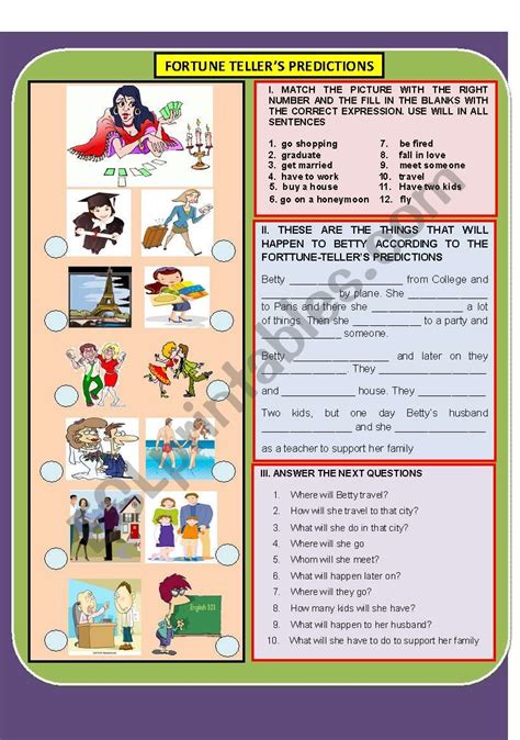 Fortune Tellers Prediction Esl Worksheet By Pete