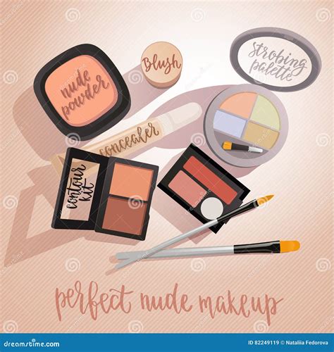 Cosmetics Nude Makeup Set Stock Vector Illustration Of Paint