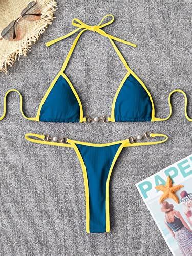 TASHEHE Conjunto De Bikini De Dos Piezas Con Tanga Triangular Para