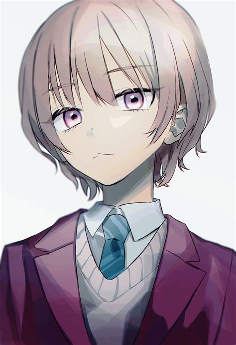 Safebooru 1other Akiyama Mizuki Amg Amo10 Androgynous Bangs Blazer Blue Necktie Closed Mouth