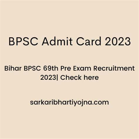 BPSC Admit Card 2023 Bihar BPSC 69th Pre Exam Recruitment 2023