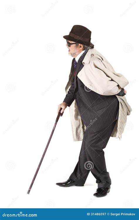 Old Man With A Cane Stock Image Image Of Painful Arthritis