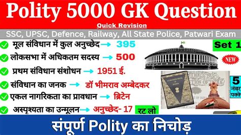 Polity Most Important Questions Polity Gk For