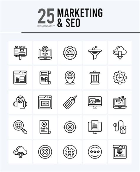 Premium Vector 25 Marketing And Seo Lineal Fill Icons Pack Vector