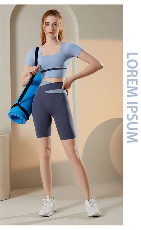 Fit Her Yoga Top Color Blocking Short Yoga Clothes Sports Tights Naked Feeling Breast Pads Fast