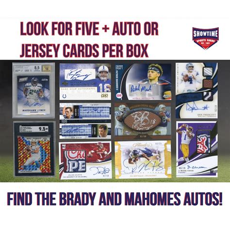 Showtime 5X Football Card Mystery Box 5 Or More Autos Relic Cards