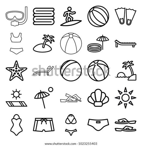 Beach Icons Set 25 Editable Outline Stock Vector Royalty Free 1023255403 Shutterstock