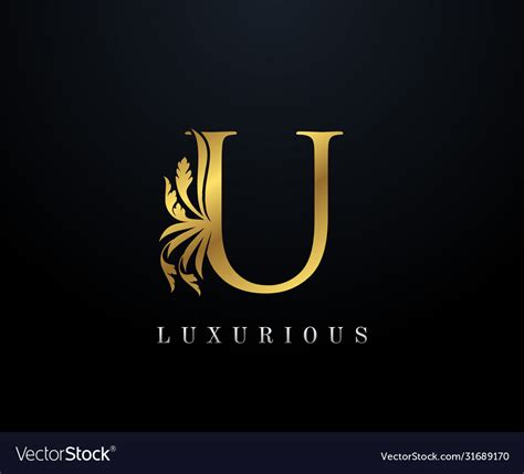 Gold Luxury Letter U Logo Graceful Style Vector Image