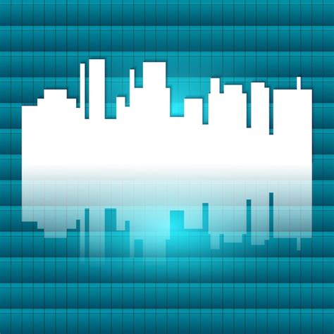 Premium Vector City Silhouette Reflected Gradient Blue Green Background