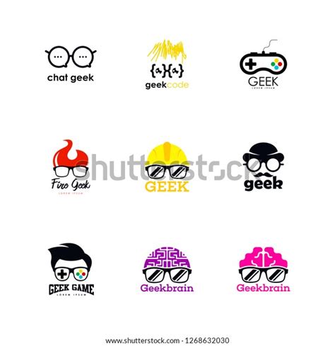 Geek Logo Set Geek Logo Template Stock Vector Royalty Free 1268632030