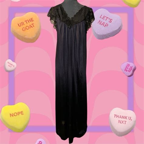 Shadowline Intimates Sleepwear Vintage Shadowline Made In Mexico Lingerie Nightgown Silky