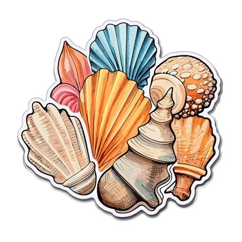 Premium Vector Seashells Sticker Illustration Vector