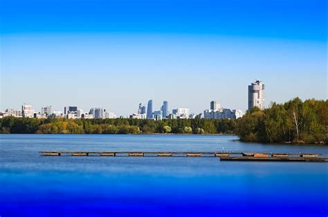 Premium Photo Moscow River Quay Cityscape Background