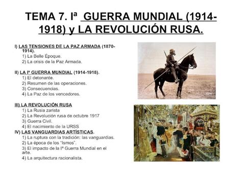 Pdf Tema 7 La Primera Guerra Mundial 1914 1918 · 2019 1 9 · 1914 1 La Belle Époque 2