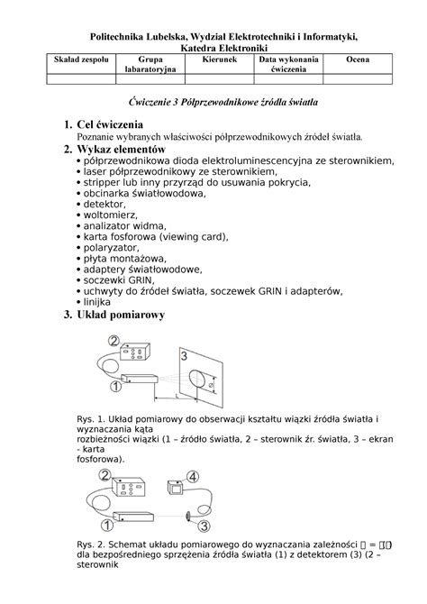 Sprawozdanie Cw 3 Politechnika Lubelska Wydział Elektrotechniki i