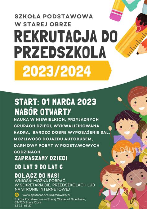 Rekrutacja do przedszkola na rok szkolny 2023 2024 Szkoła Podstawowa