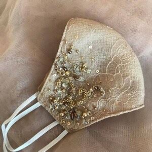 Ready Stock Lace Beads Sequin Luxurious Masks In Nude Bridal Mask Etsy