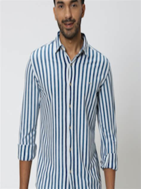 Buy Mufti Slim Fit Vertical Striped Pure Cotton Casual Shirt Shirts