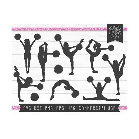 Cheerleading Svg Silhouettes Cheer Silhouette Svg Bundle P Inspire