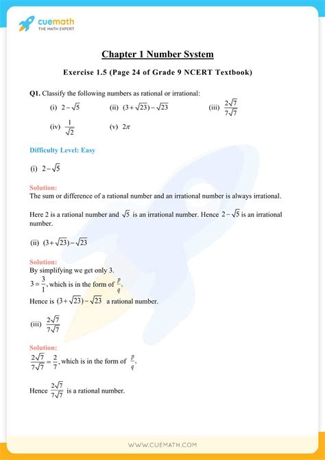 Ncert Solutions Class 9 Maths Chapter 1 Number Systems Access Pdf