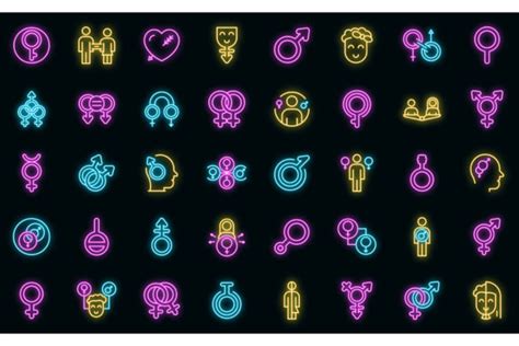 Gender Identity Icons Set Vector Neon Graphic By Ylivdesign · Creative Fabrica