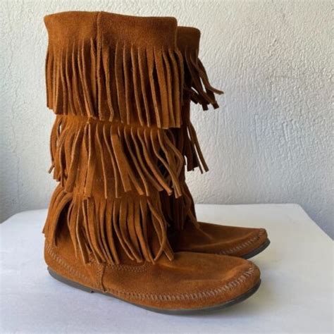 Minnetonka Couches Bottes Frange Femme Daim Taille Boho Cowgirl