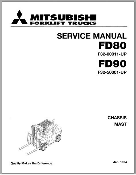 Mitsubishi Forklift Truck FD90 Schematic Operation Maintenance Service