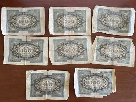 Lot Of 8 1920 German Hundert Mark Reichsbanknote Germany Currency