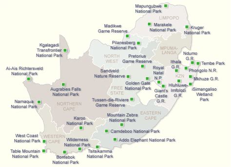 South Africa National Parks Map