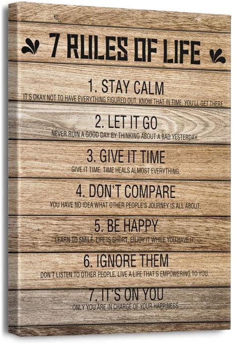 Inspirational Quotes Wall Art For Office 7 Rules Of Life Motivational