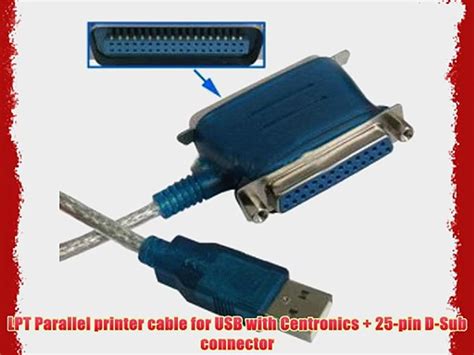 Lpt Parallel Printer Cable For Usb With Centronics Pin Off