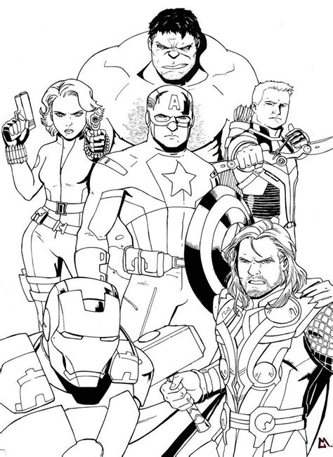 Line Art Comic Book Avengers Superhero Coloring Pages Marvel