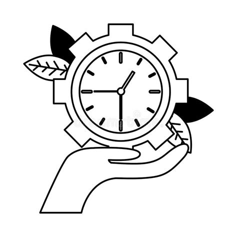 Mano que sostiene el reloj ilustración del vector Ilustración de hora