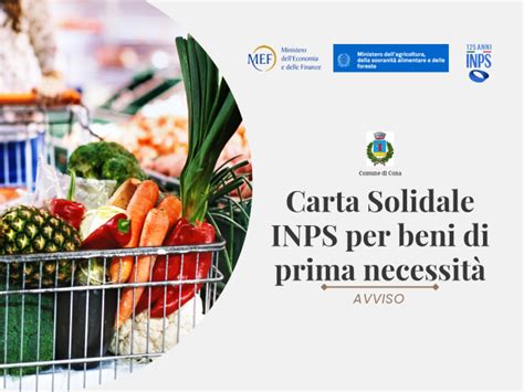 Carta Solidale Inps Per Beni Di Prima Necessit Comune Di Cona