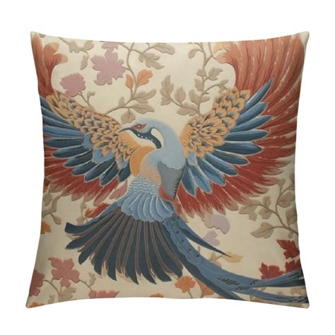 GOSMITH Boho Peacock Throw Pillow Cover Sided With Zipper Decorative