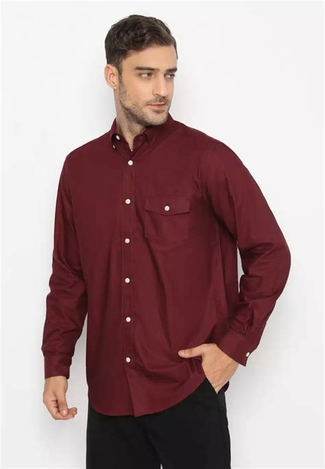 Jual Jack Nicklaus Jack Nicklaus Evaro Kemeja Pria Slim Fit Burgundy