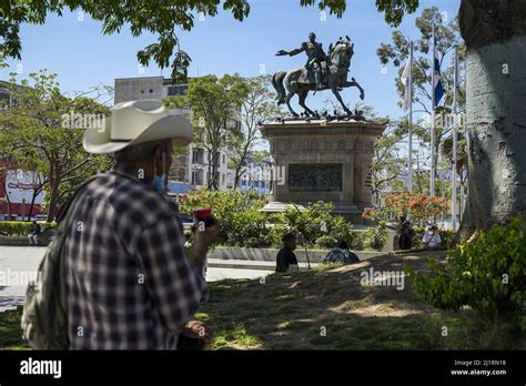 San Salvador El Salvador 27th Mar 2022 A Man Stands At The Gerardo Barrios Plaza Today El