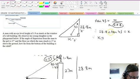 Trigonometry Angle Of Depression Youtube