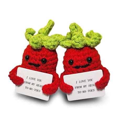 Utosday Pcs Mini Funny Positive Tomato Wool Knitting Tomato Doll With