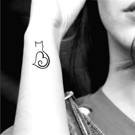 Cat Heart Temporary Tattoo / Cat Tattoo - Etsy