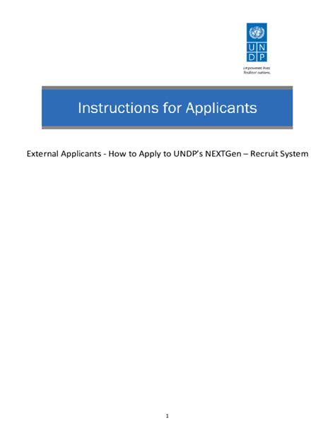 Fillable Online Info Undp External Applicants How To Apply To Undps