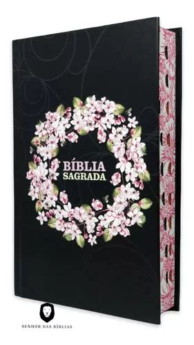 Biblia Sagrada Evangelica Letra Gigante Arc Capa Dura Preta Flores