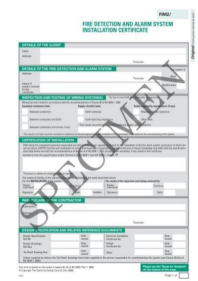 Fire Detection And Alarm System Installation Certificate Niceic