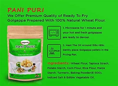 Veganic Dry Gol Gappa Pani Puri Puchka Wheat Snack Pellets Ready To