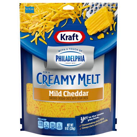 Kraft Mild Cheddar Shredded Cheese With A Touch Of Philadelphia For A Creamy Melt 8 Oz Shipt