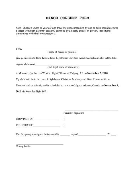 Notarized Travel Consent Letter Template Samples Letter Template Collection