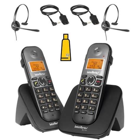 Kit Aparelho Telefone Fixo Sem Fio Ramal Bina Headset Intelbras